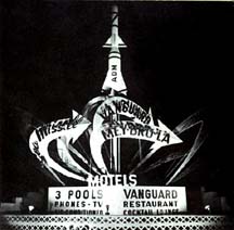 hotel sign at the east end of SR 520  black and white photo